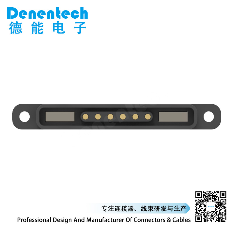Denentech promotional Rectangular magnetic pogo pin 6P straight female waterproof magnetic pogo pin connector